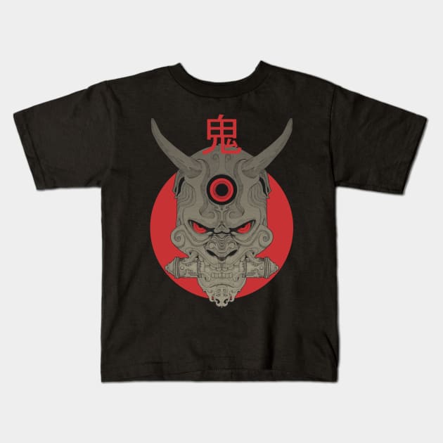 Oni (Black/Red) Kids T-Shirt by Abirdeer